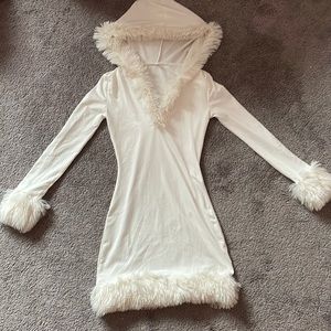 white dress fuzzy end